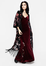 Waterlily Burnout Fringe Trim Longline Kimono