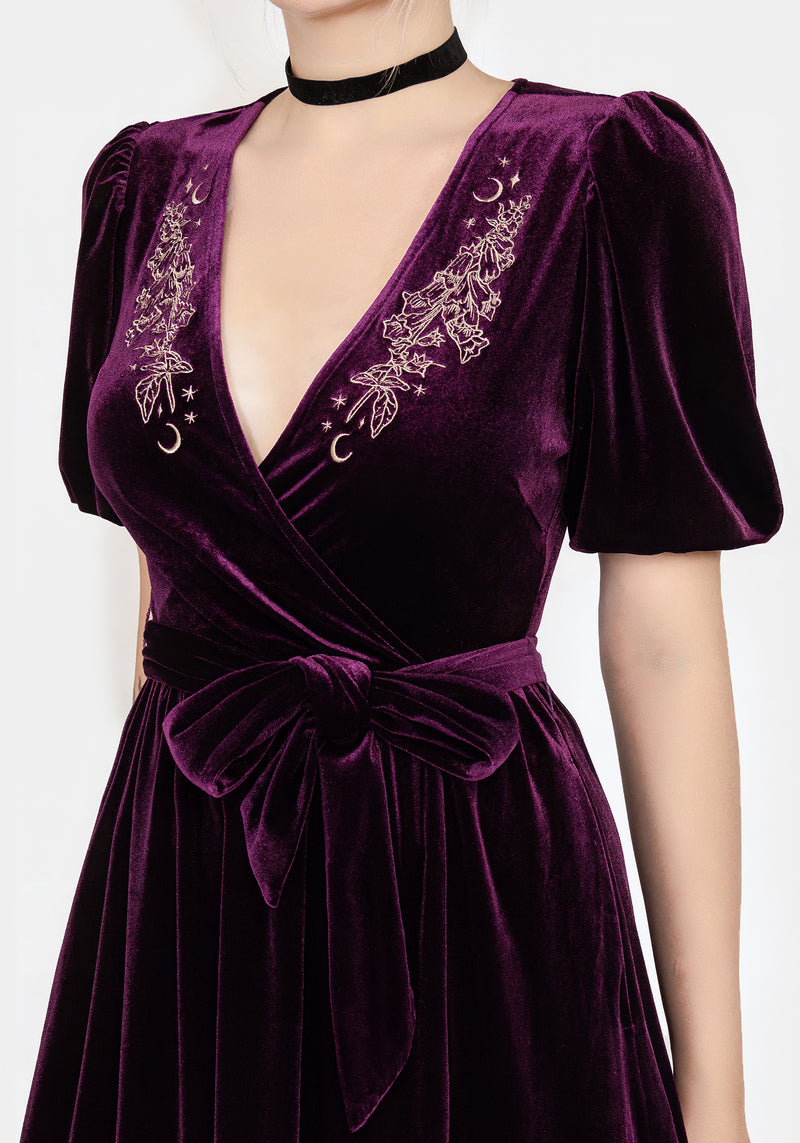 Hera Embroidered Midi Wrap Dress