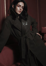 Mirkwood Longline Belted Coat with Pin Brooch