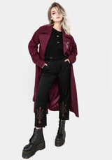 Meltdown Oversized Coat with Brooch - Red