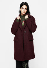 Gorgon Bouclé Oversized Coat - Red