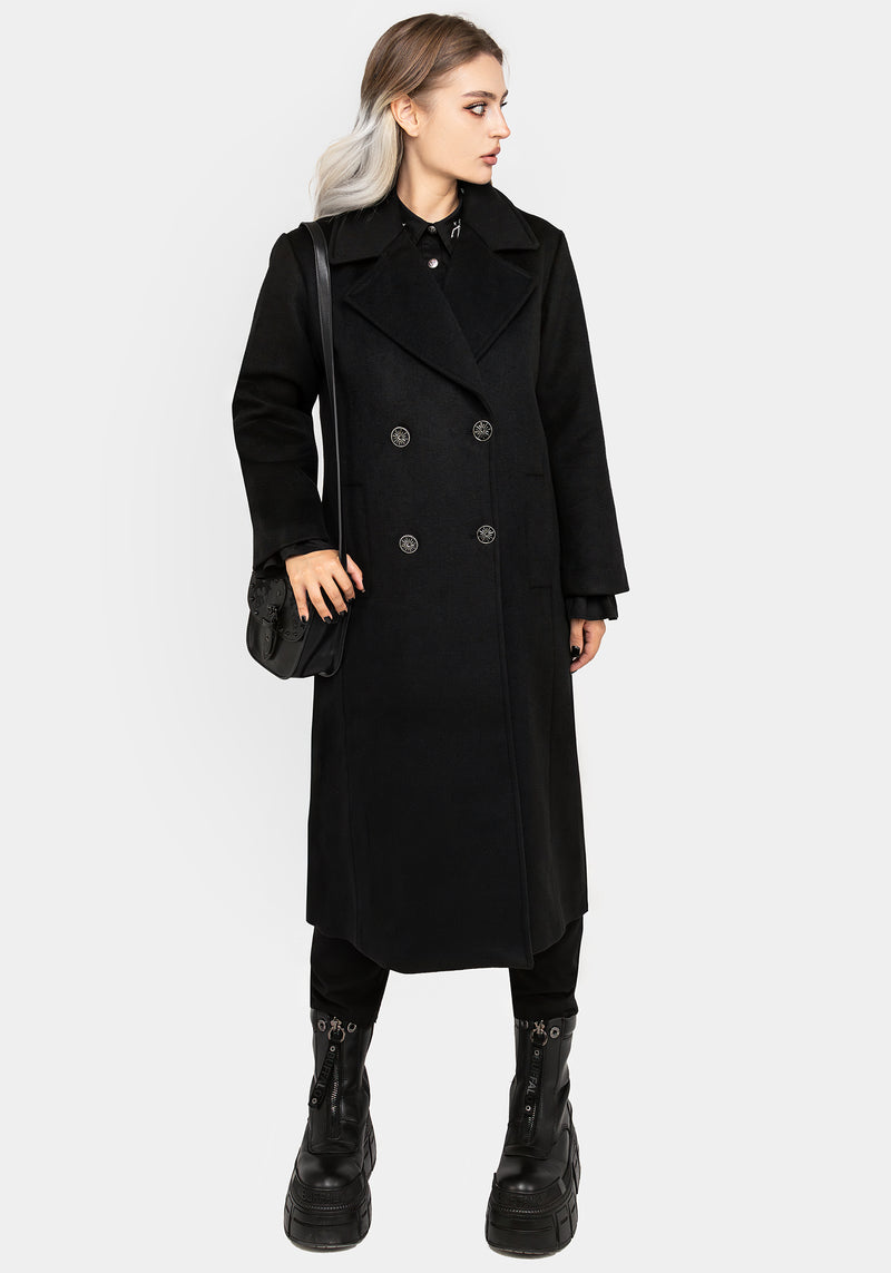 Theia Double Breasted Longline Wool Blend Coat