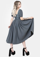 Slain Puff Sleeve Corset Midi Dress