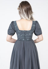 Slain Puff Sleeve Corset Midi Dress