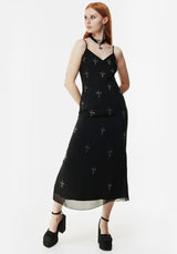 Ankh Beaded Chiffon Midaxi Cami Dress