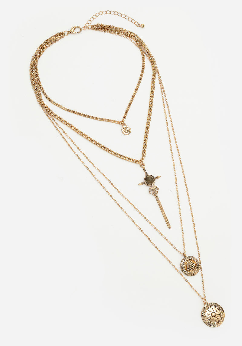 Valkyrie Gelagert Rune Halsband Halskette - Gold