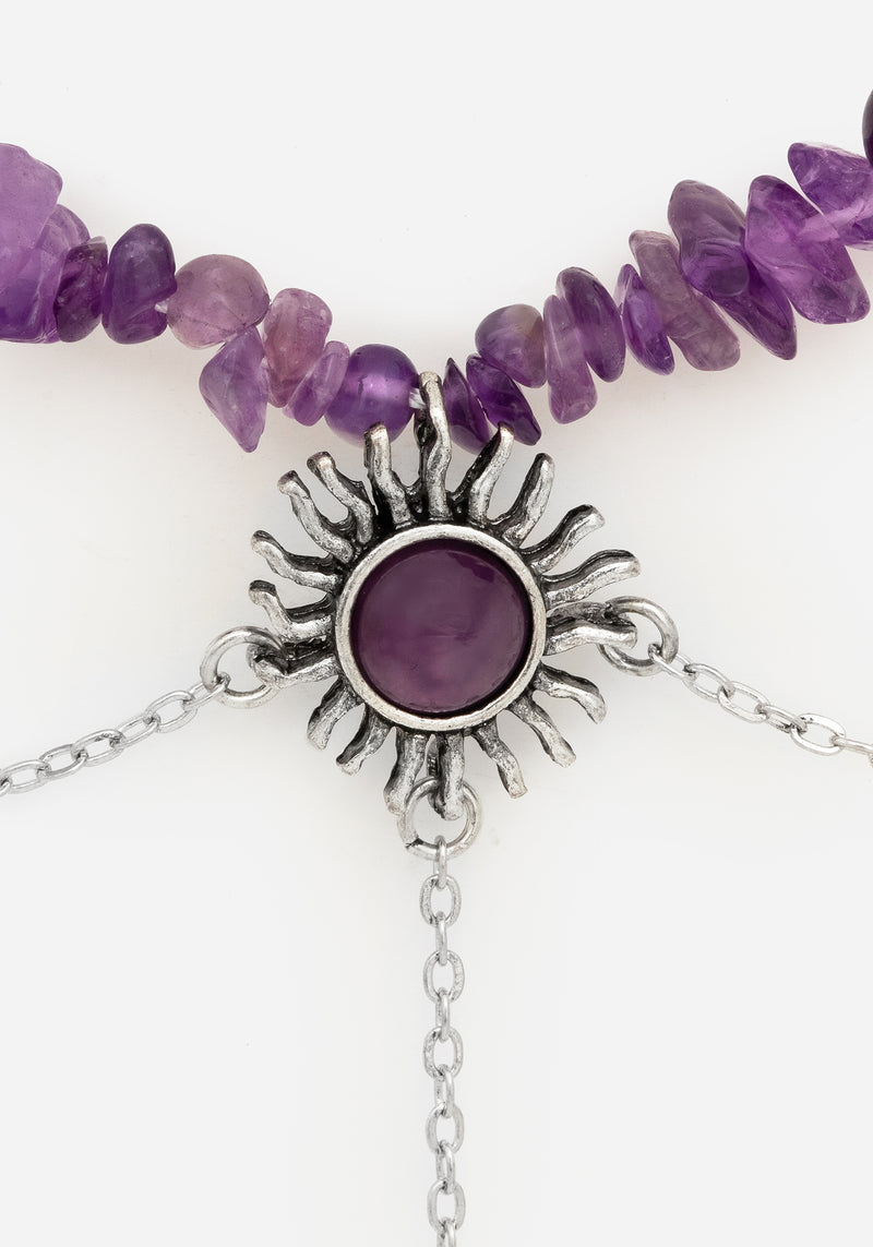 Aurora Gem Choker Necklace - Purple