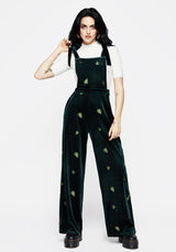 Swamplife Frog Embroidered Velour Wide Leg Dungarees