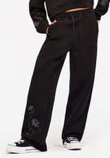 Rosanella Floral Embroidered Wide Leg Joggers