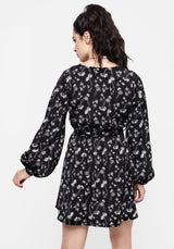 Claricia Long Sleeved Floral Faux Wrap Mini Dress