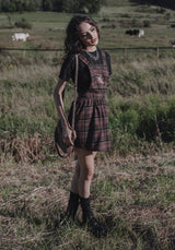 Hickory Embroidered Check Mini Pinafore Dress