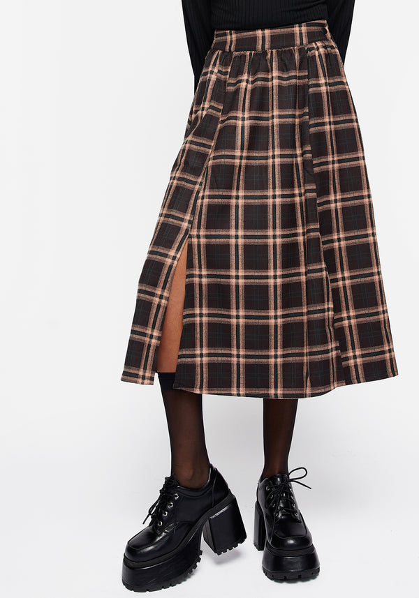 Ambrose Check Midi Skirt