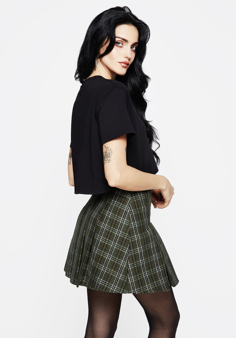 Morningstar Check Pleated Micro Mini Skirt