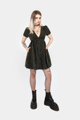 Rydal Check Button Up Mini Dress - Green