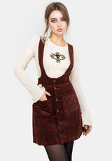 Terracotta Check Cord Mini Pinafore Skirt