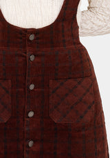 Terracotta Check Cord Mini Pinafore Skirt