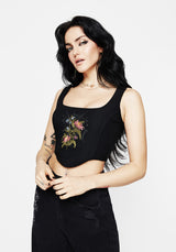 Cleome Floral Spiderweb Embroidered Corset Top