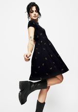 Osmunda Farn Bestickt Mini Skater Kleid