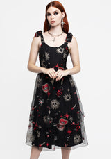 Bloodlust Embroidered Corset Midi Dress