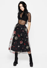 Bloodlust Embroidered Midi Skirt