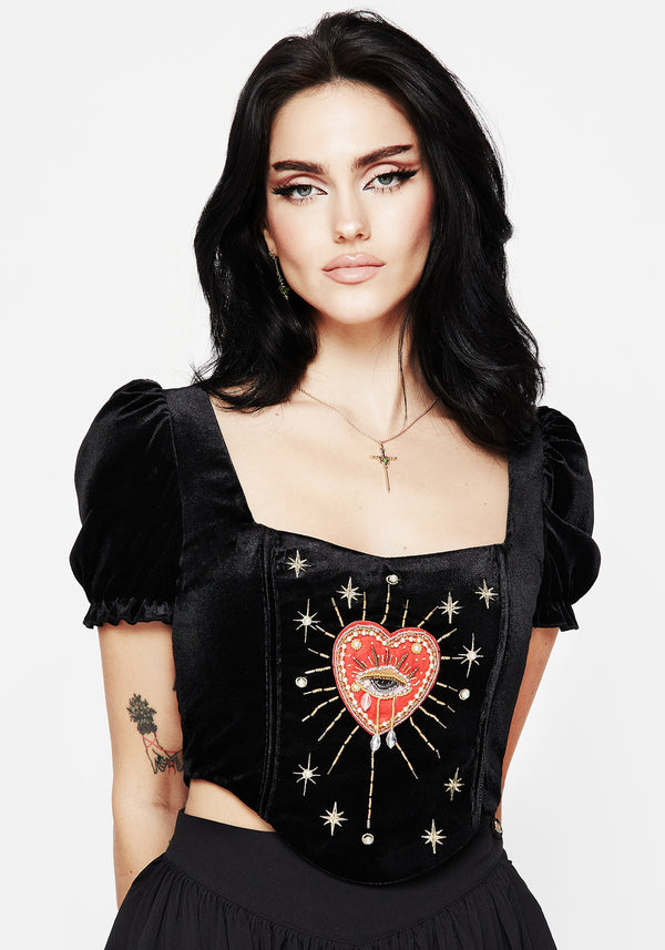 Ingrid Embroidered Applique Corset Top