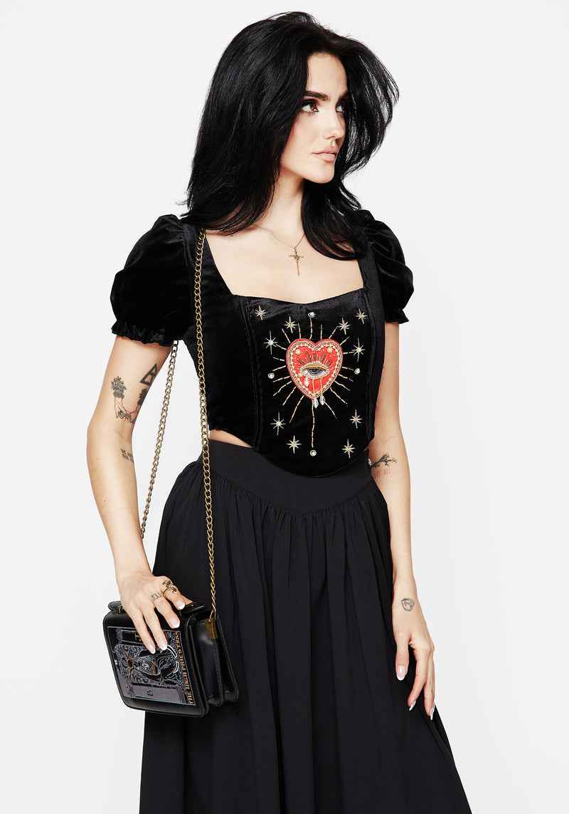 Ingrid Embroidered Applique Corset Top