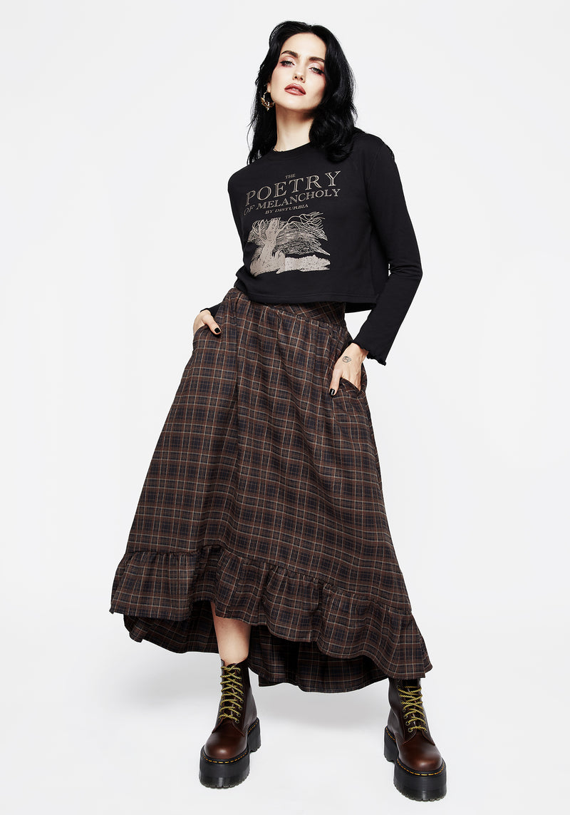 Embla Check Ruffle Maxi Skirt