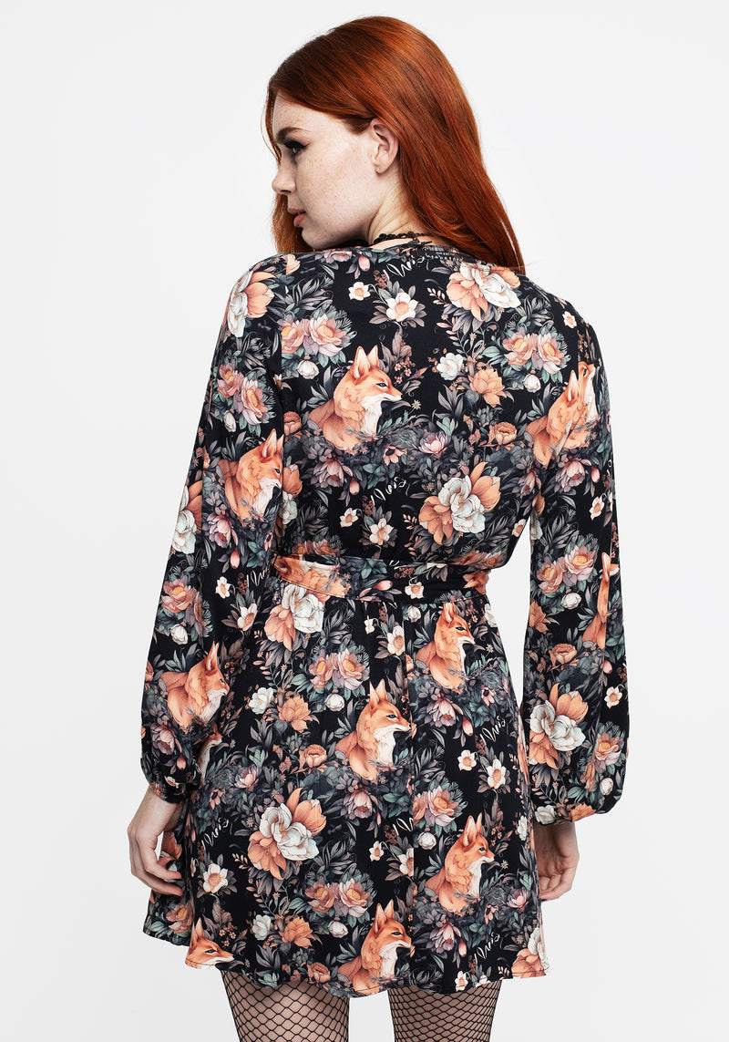 Reynard Fox Floral Mini Wrap Dress