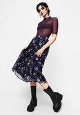 Socordia Floral Moon Chiffon Midi Skirt