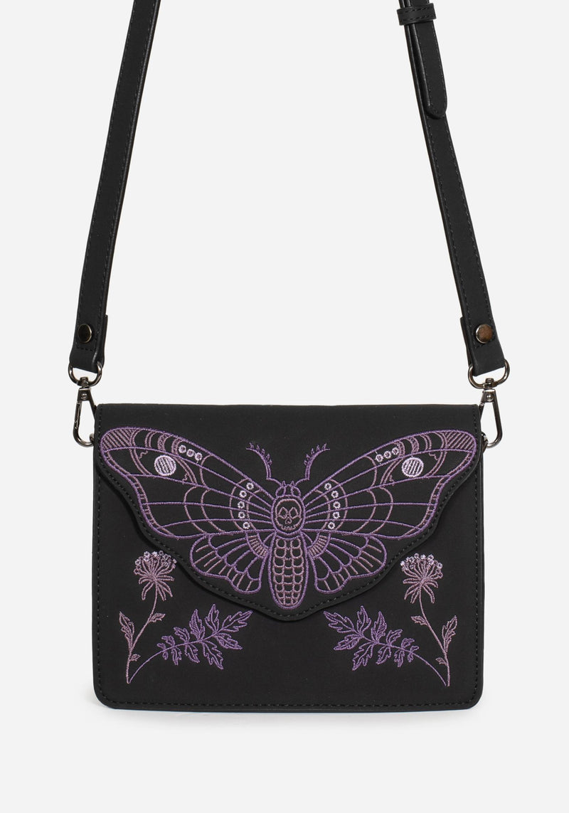 Atropos Moth Embroidered Mini Crossbody Bag