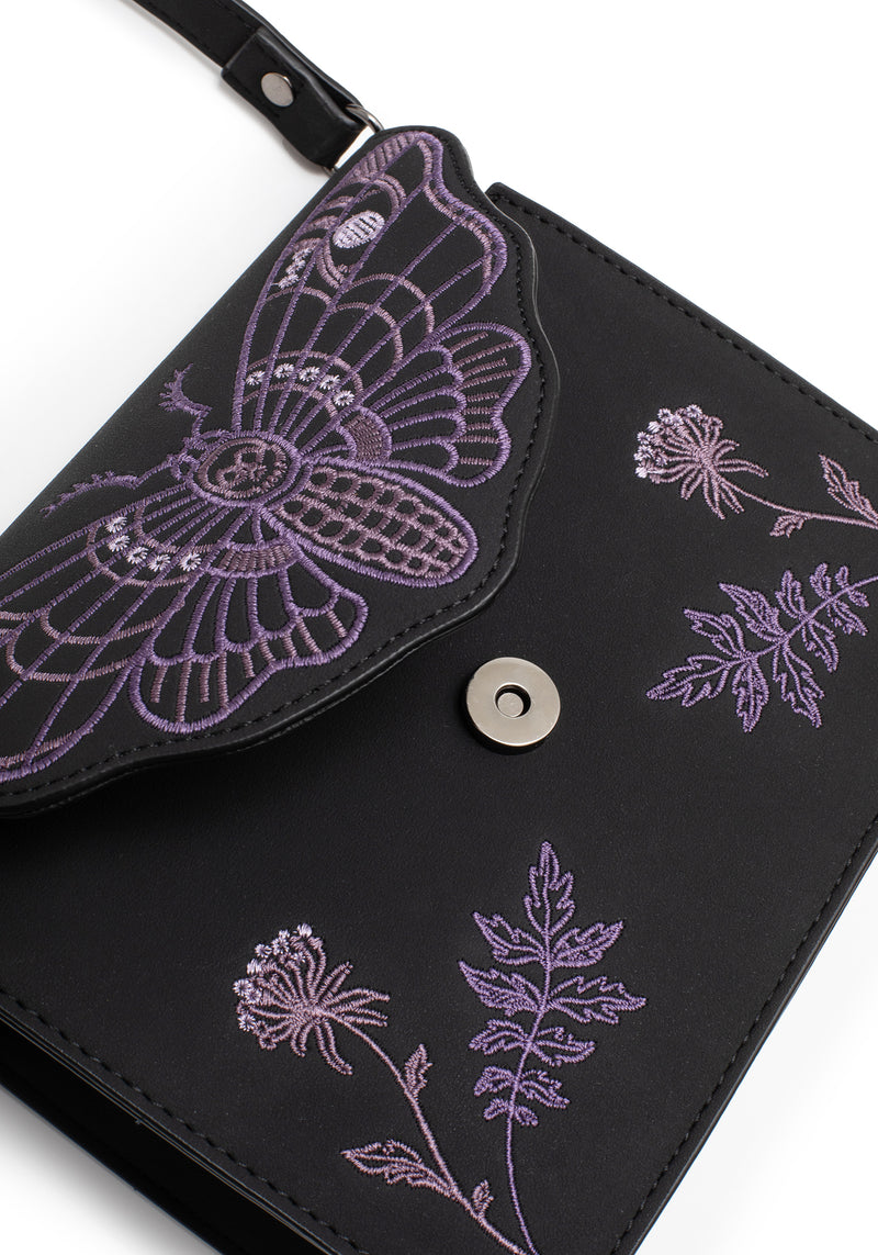 Atropos Moth Embroidered Mini Crossbody Bag