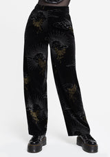 Adelina Foil Print Velour Wide Leg Trousers