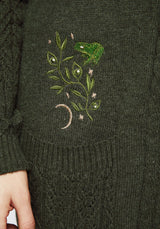 Swamplife Bestickt Zopf Gestrickt Langschnitt Cardigan