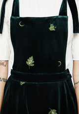 Swamplife Frog Embroidered Velour Wide Leg Dungarees