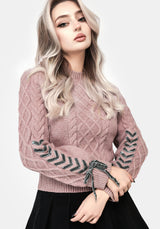 Marina Cable Knit Ribbon Lace Jumper