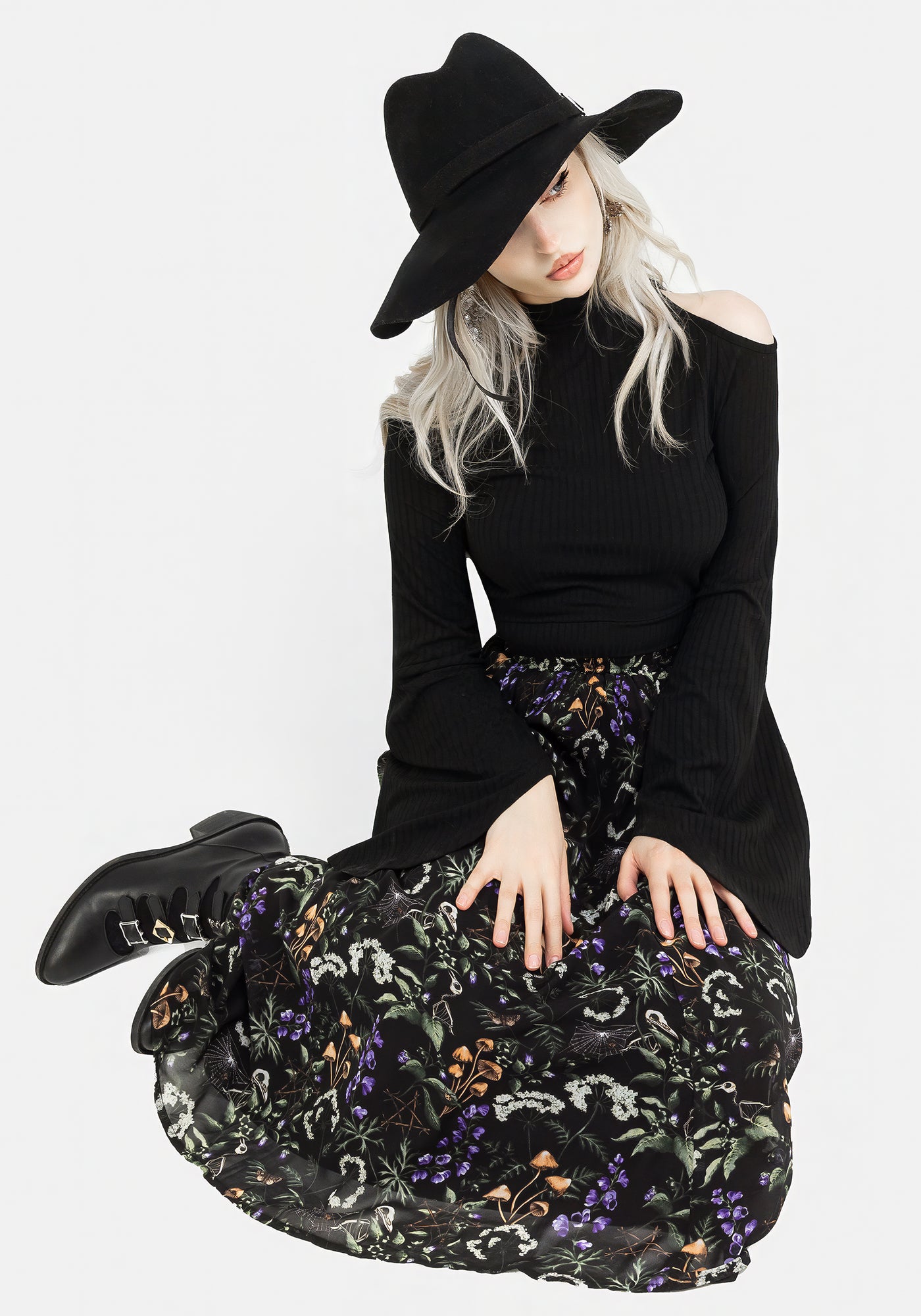 Black midi chiffon skirt best sale