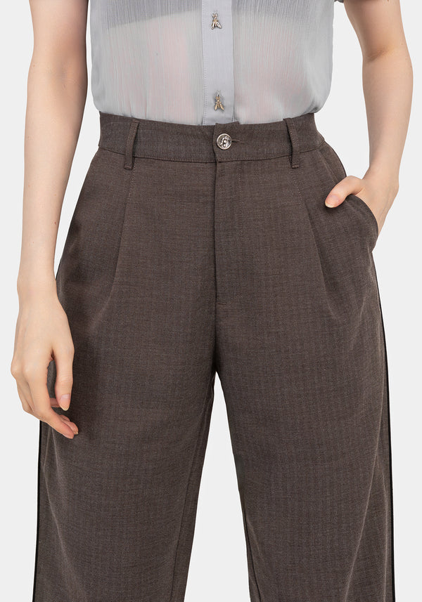 Cointrelle Herringbone Piped Tapered Trousers