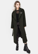 Meltdown Oversized Coat with Brooch - Green