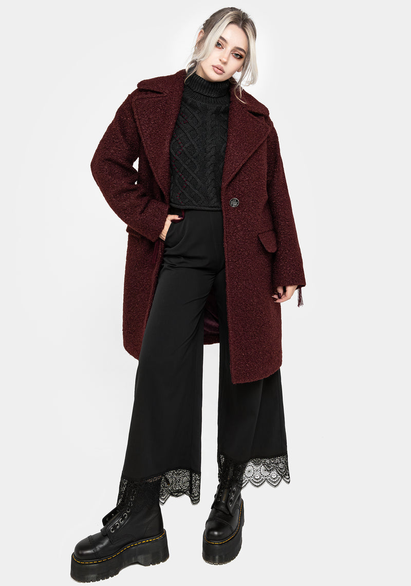 Gorgon Bouclé Oversized Coat - Red