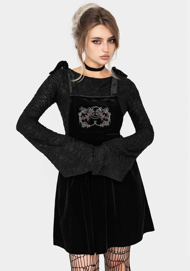 Vampyrum Fledermaus Bestickt Mini Schürzenkleid Kleid