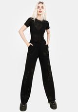 Diastella Floral Jacquard Rib Knit Trousers