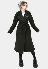 Mirkwood Longline Belted Coat with Pin Brooch