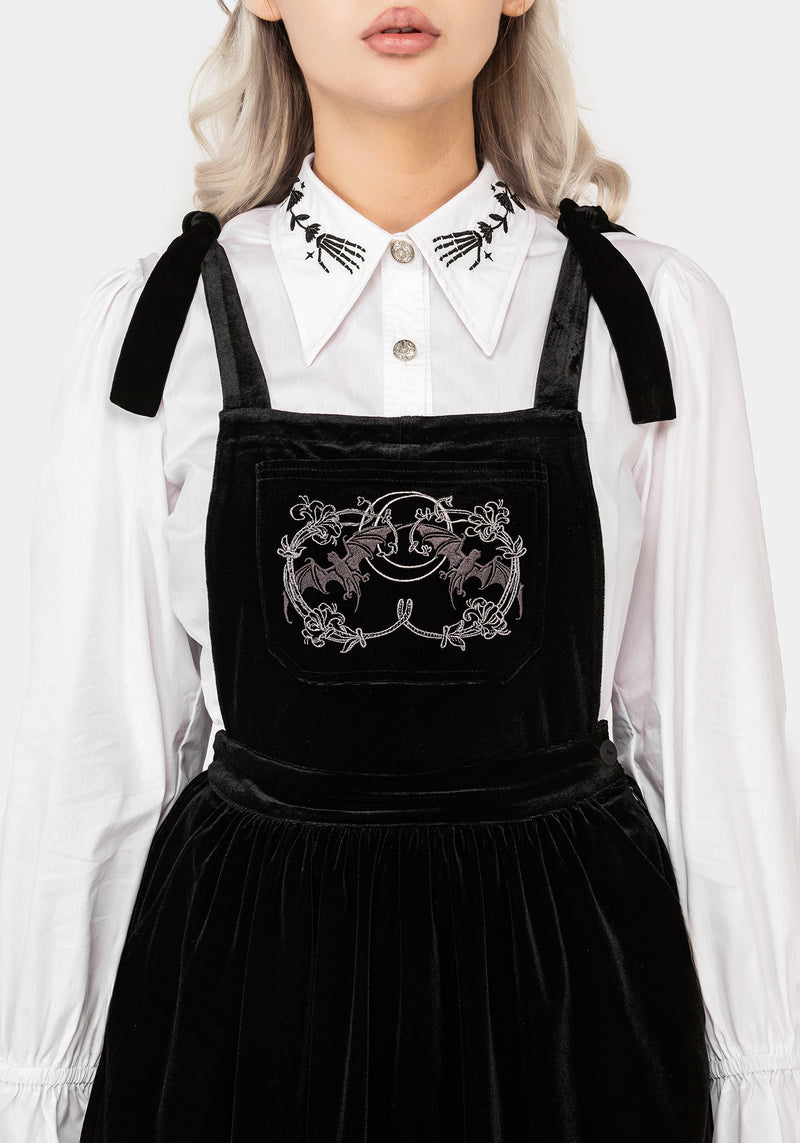 Vampyrum Bat Embroidered Mini Pinafore Dress