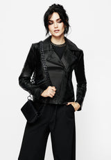 Mori Embroidered Faux Leather Jacket