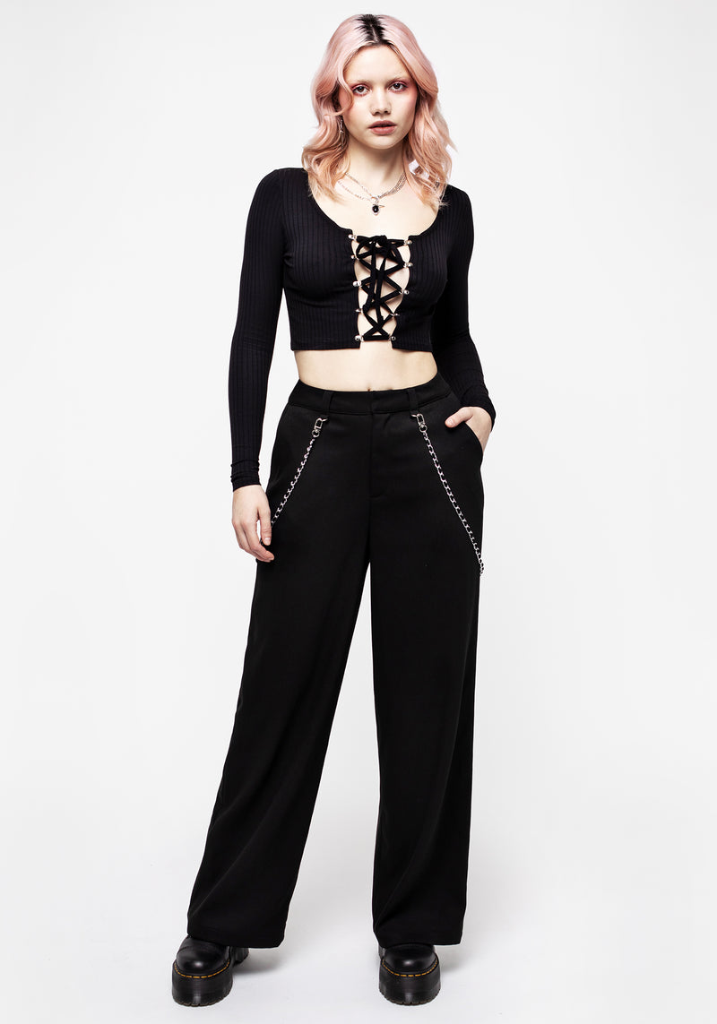 Daimonion Lace Up Crop Top