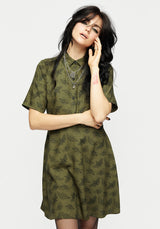 Mortmoth Print Mini Shirt Dress - Green