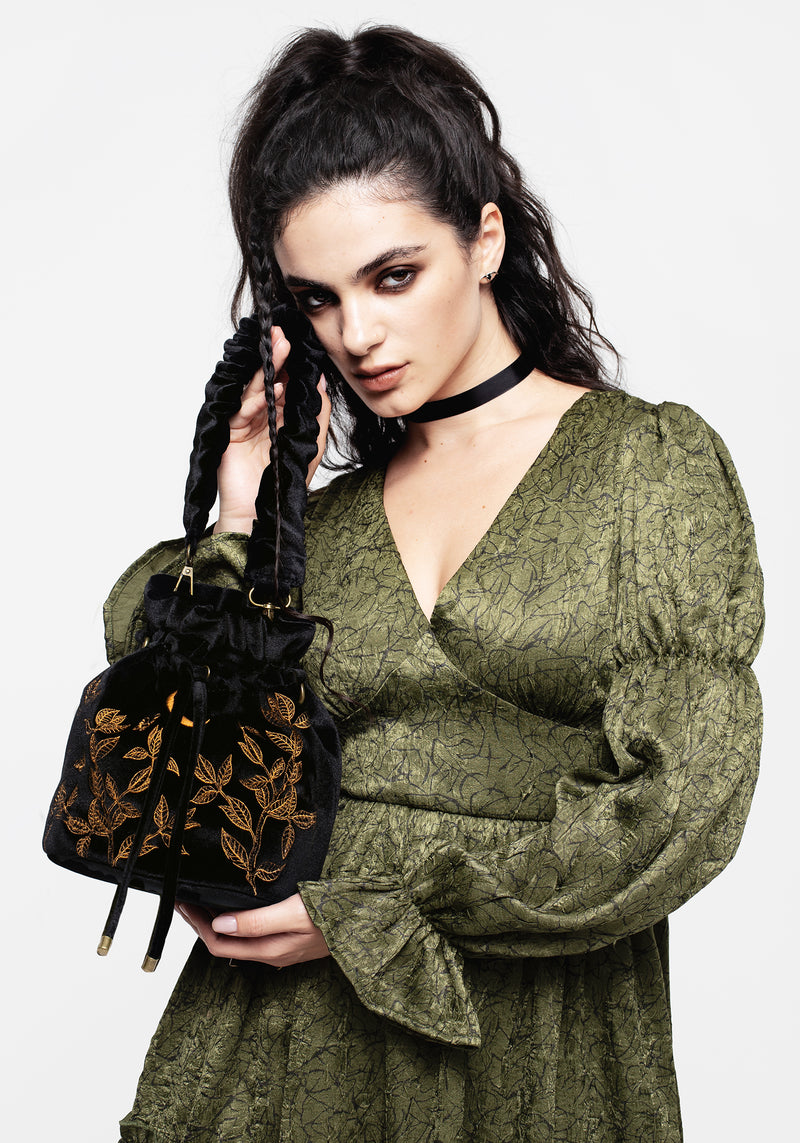 Instar Butterfly Embroidered Bucket Bag