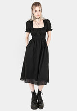 Obsidian Cotton Smock Midi Dress