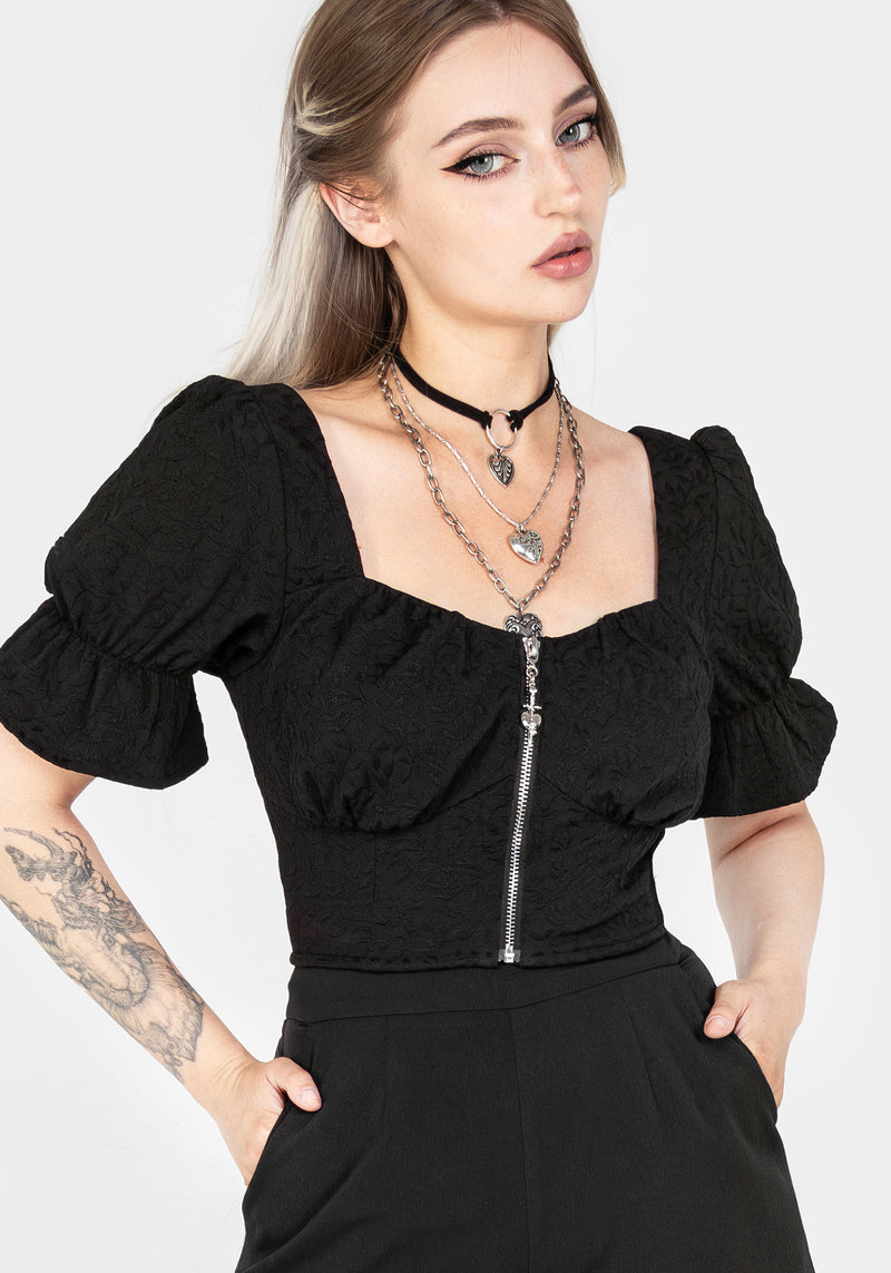 Betrayal Zip Up Crop Top Disturbia