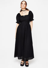 Euthymia Broderie Puff Sleeve Maxi Dress